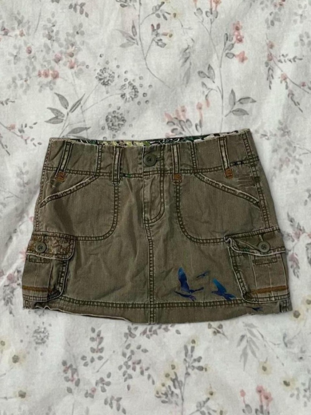 Y2k Old Navy Cargo Mini Skirt Low Rise Flap Pockets Grunge Punk Mall Goth Jrs 1